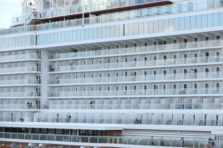 Carnival lines first LNG powered cuise vessel Mardi Gras berths at Rotterdam cruise terminalのeditorial素材