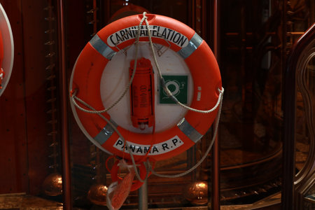 Lifebuoy on a cruise ship in St. Petersburg, Russia