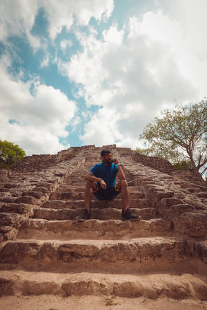 Chacchoben Myan ruins early city at the Cruise destination Costa Maya Mexico in Central America is a popular stopの写真素材