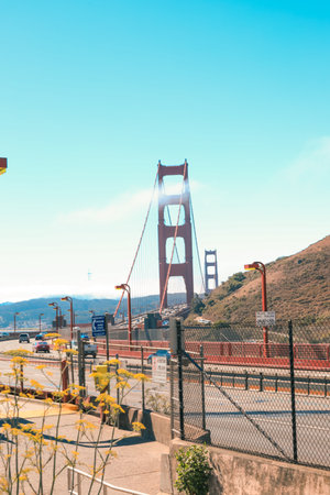 The iconic famous Golden Gate bridge over san francisco bay and Pacific Ocean, California.の写真素材