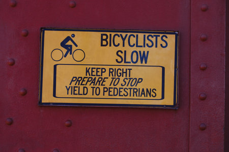 Slow Sign for Bikers at Golden Gate Bridgeの写真素材