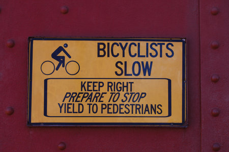 Slow Sign for Bikers at Golden Gate Bridgeの写真素材