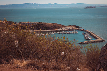 The iconic famous Golden Gate bridge over san francisco bay and Pacific Ocean, California.の写真素材