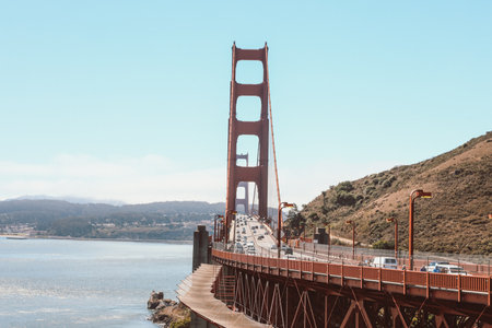 The iconic famous Golden Gate bridge over san francisco bay and Pacific Ocean, California.の写真素材