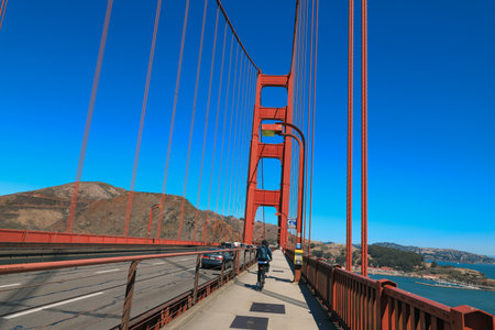 The iconic famous Golden Gate bridge over san francisco bay and Pacific Ocean, California.