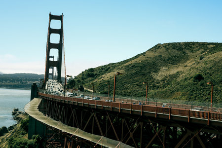 The iconic famous Golden Gate bridge over san francisco bay and Pacific Ocean, California.