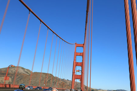 The iconic famous Golden Gate bridge over san francisco bay and Pacific Ocean, California.