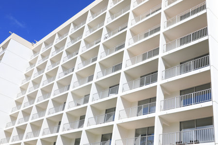 Architecture details white Concrete wall Geometric pattern building Abstract Background
