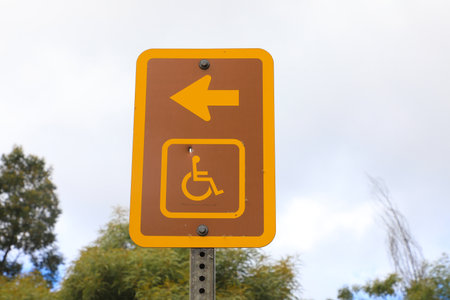 Accessible Parking: Handicap Parking Sign in Parking Lot in Waimea Canyon State Park - Kauai, Hawaiiの写真素材