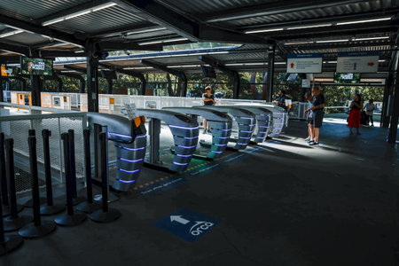 Seattle, Washington, USA - AUGUST 11, 2025:Seattle Alweg Monorail Passing Through Downtown Urban Landscapeのeditorial素材