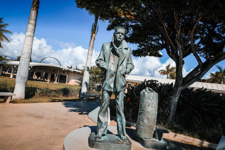 Oahu, Hawaii, USA. - September 22, 2024:Sailor statue at the USS Arizona Memorial Visitor Center at Pearl Harbor.のeditorial素材