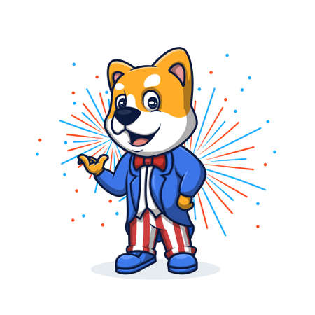 Gangster Doge Shiba Cartoon Logoのイラスト素材