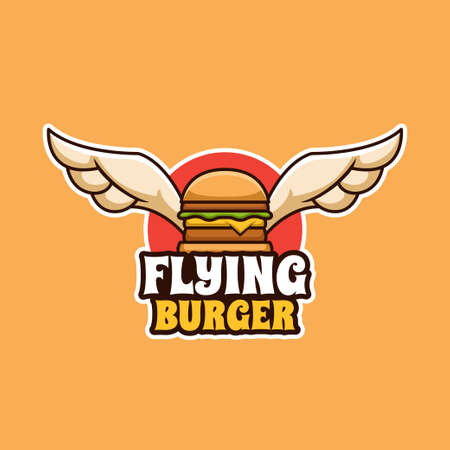 Creative Flying Burger Food Cartoon Logoのイラスト素材