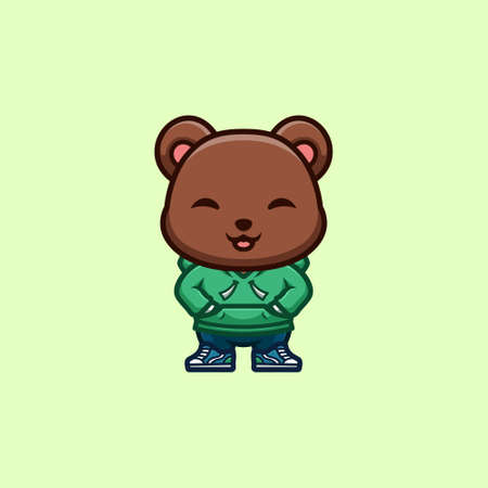 Bear Sitting Happy Cute Creative Kawaii Cartoon Mascot Logoのイラスト素材