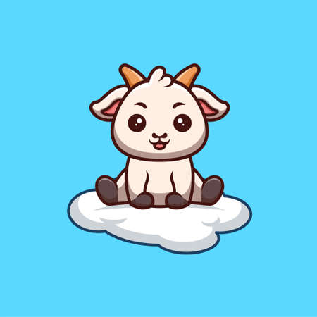 Goat Sitting Gaming Cute Creative Kawaii Cartoon Mascot Logoのイラスト素材
