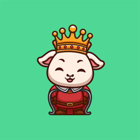 Goat Sitting Gift Box Cute Creative Kawaii Cartoon Mascot Logoのイラスト素材