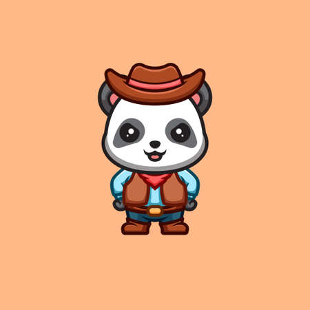 Panda Scientist Cute Creative Kawaii Cartoon Mascot Logoのイラスト素材