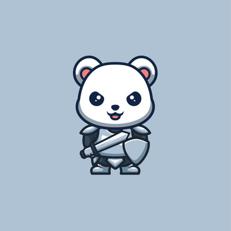 Polar Bear Sitting Gift Box Cute Creative Kawaii Cartoon Mascot Logoのイラスト素材