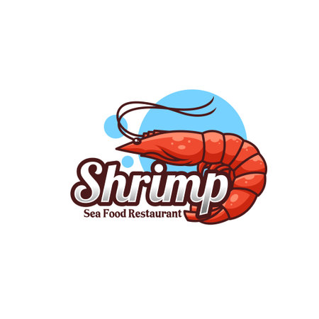 Shrimp Sea Food Cartoon Culinary Logoのイラスト素材