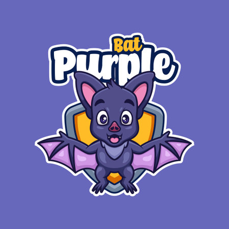 Purple Bat Creative Cartoon Mascot Logoのイラスト素材