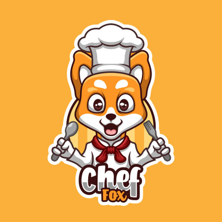 Fox Chef Cute Cartoon Logo Designのイラスト素材