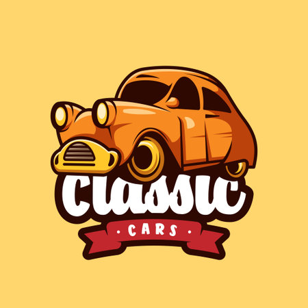 Classic Cars Cartoon Automotive Creative Illsutration Logoのイラスト素材