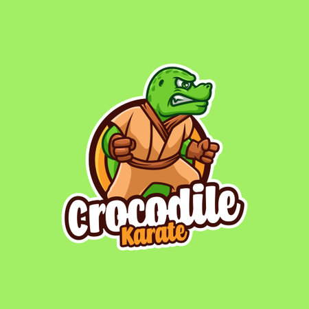 Crocodile Karate Cartoon Mascot Logo Designのイラスト素材