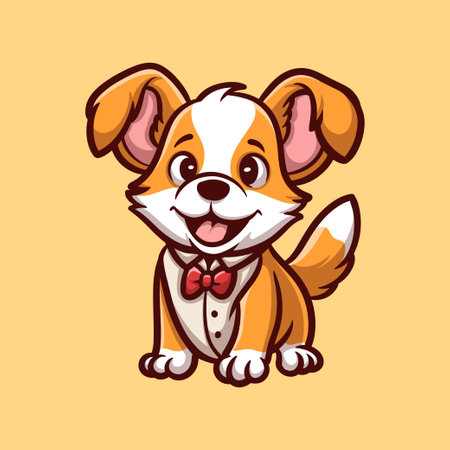 Waiters Corgi Craetive Cartoon Illustrationのイラスト素材