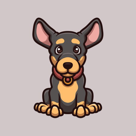 Cute German Sherphed Creative Cartoon Illustrationのイラスト素材