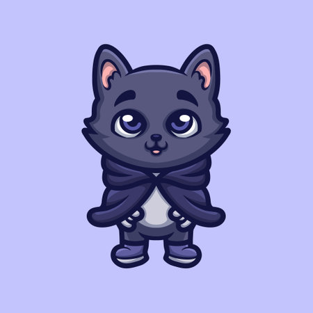 Dark Purple Cat Creative Cartoon Illustrationのイラスト素材
