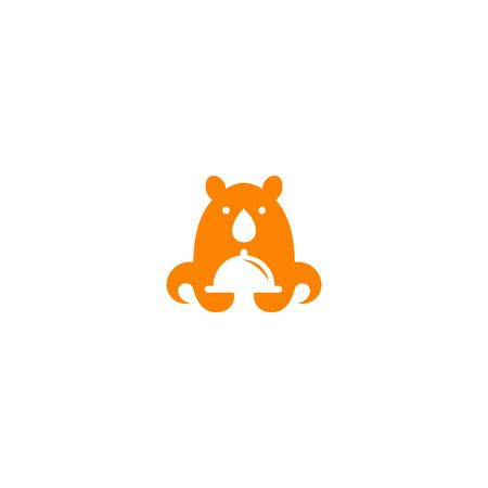 the combination of bear and eating makes the perfect logo. vector illustrationのイラスト素材