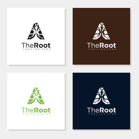 The roots letter A logo design inspiration editableのイラスト素材