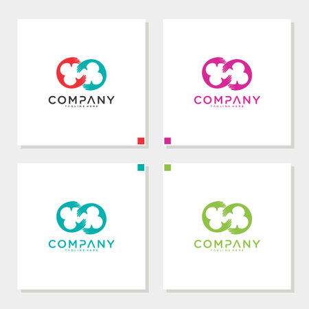 infinity Two Hands On Letter Logo Design editableのイラスト素材