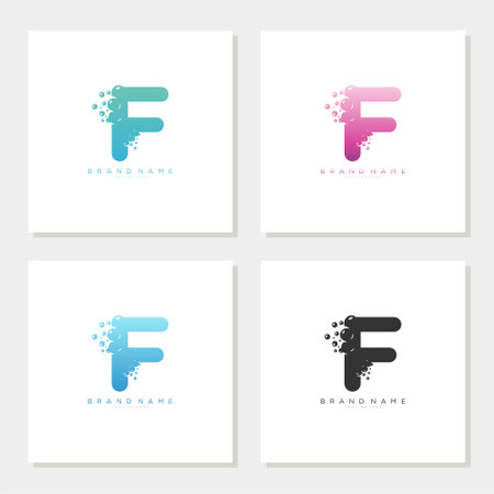 Soap Bubble On Letter F Logo Design editableのイラスト素材