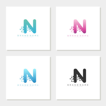 Soap Bubble On Letter N Logo Design editableのイラスト素材