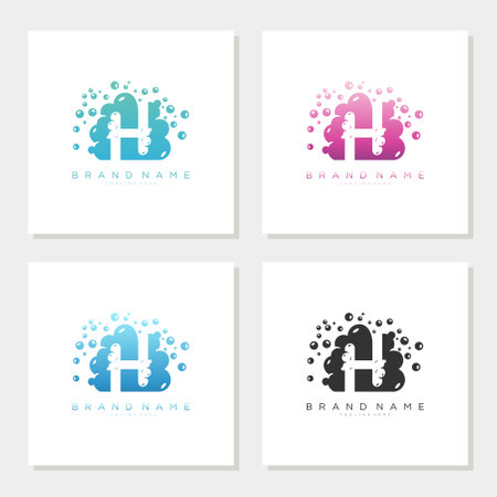 Soap Bubble On Letter H Logo Design editableのイラスト素材