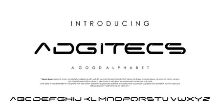 Modern abstract digital alphabet font. Minimal technology typography, Creative sport font and with numbers. vector illustrationのイラスト素材
