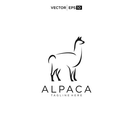 alpaca logo design icon vector silhouetteのイラスト素材