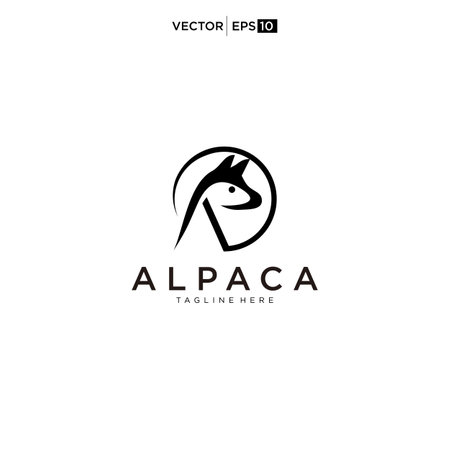 alpaca logo design icon vector silhouetteのイラスト素材