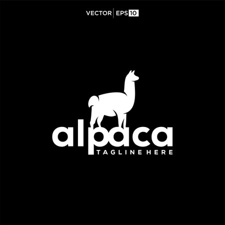 alpaca logo design icon vector silhouetteのイラスト素材