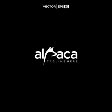 alpaca logo design icon vector silhouetteのイラスト素材