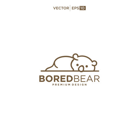 Lazy Bored Bear logo design vector iconのイラスト素材