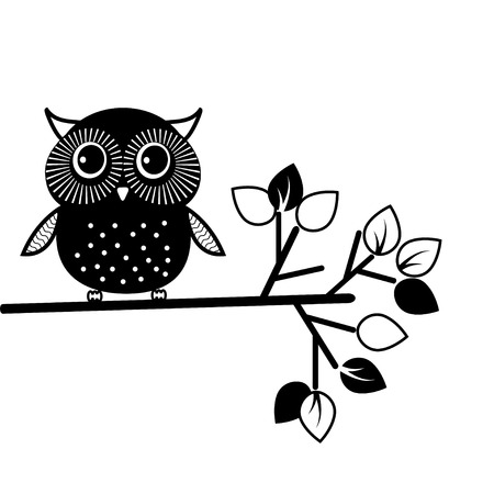 Cute owl, black and white. Vector illustrationの写真素材