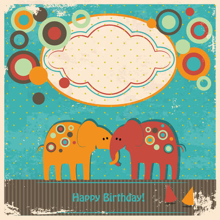 cute elephants greetings cardのイラスト素材