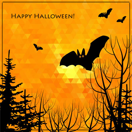 Halloween bats and trees background のイラスト素材