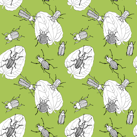 Seamless vector pattern with colorful bugsのイラスト素材