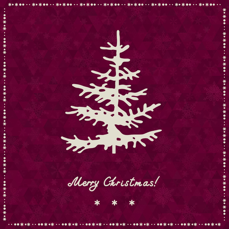 Christmas tree silhouette on triangle background. Christmas and New Year background, xmas retro gift template.  のイラスト素材