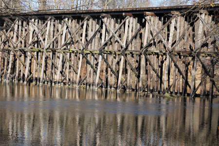 Trestle Bridge Over the Rabbit Riverの写真素材