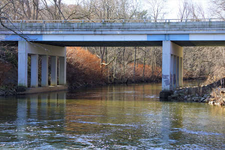 Rabbit River Overpass in Autumnの写真素材