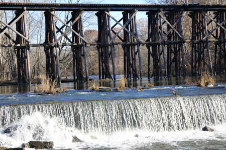 Trestle Bridge at Hamilton Damの写真素材